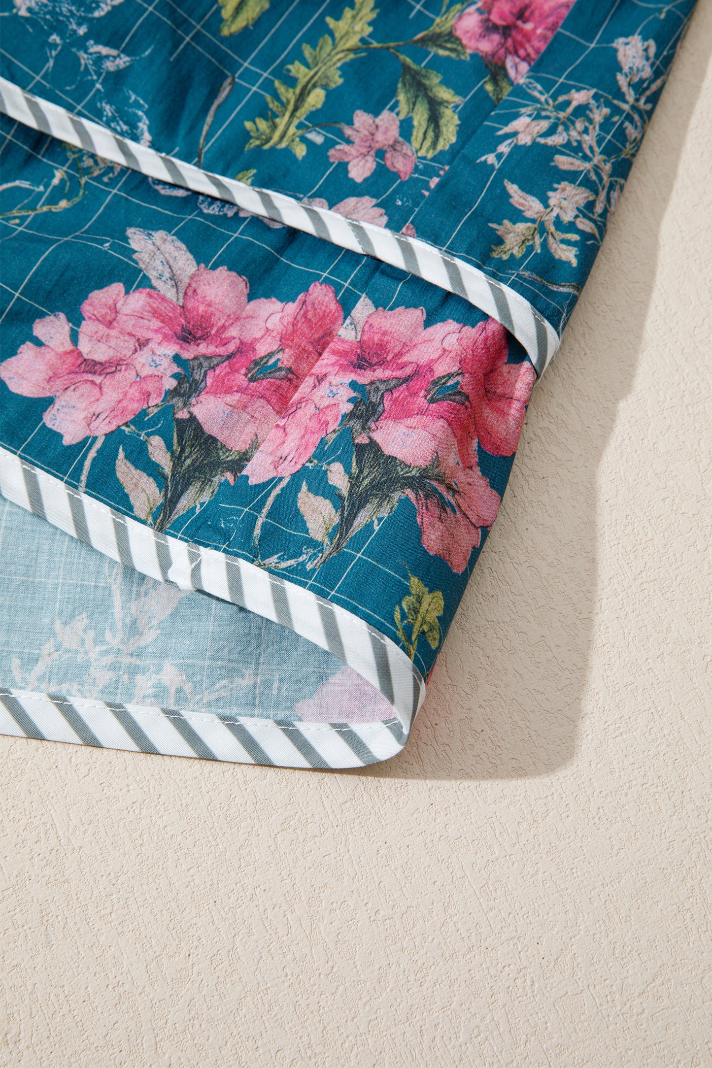 Sky Blue Floral Print Puff Sleeve Blouse