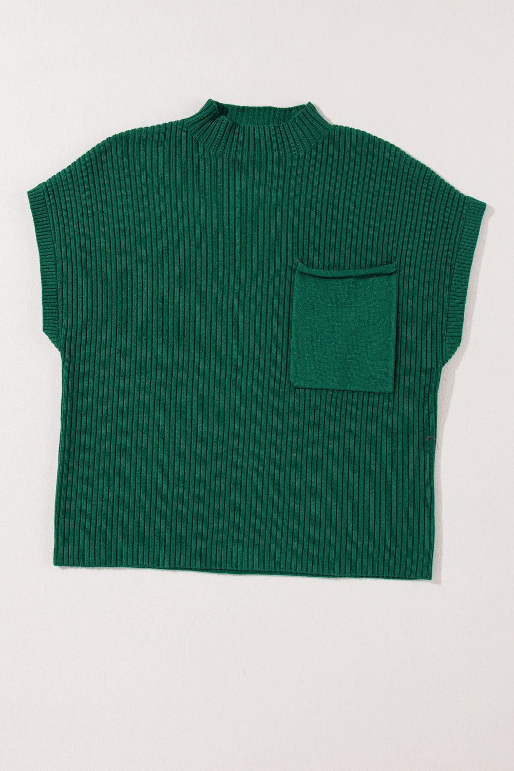 Green Pocket Ribbed Sweater