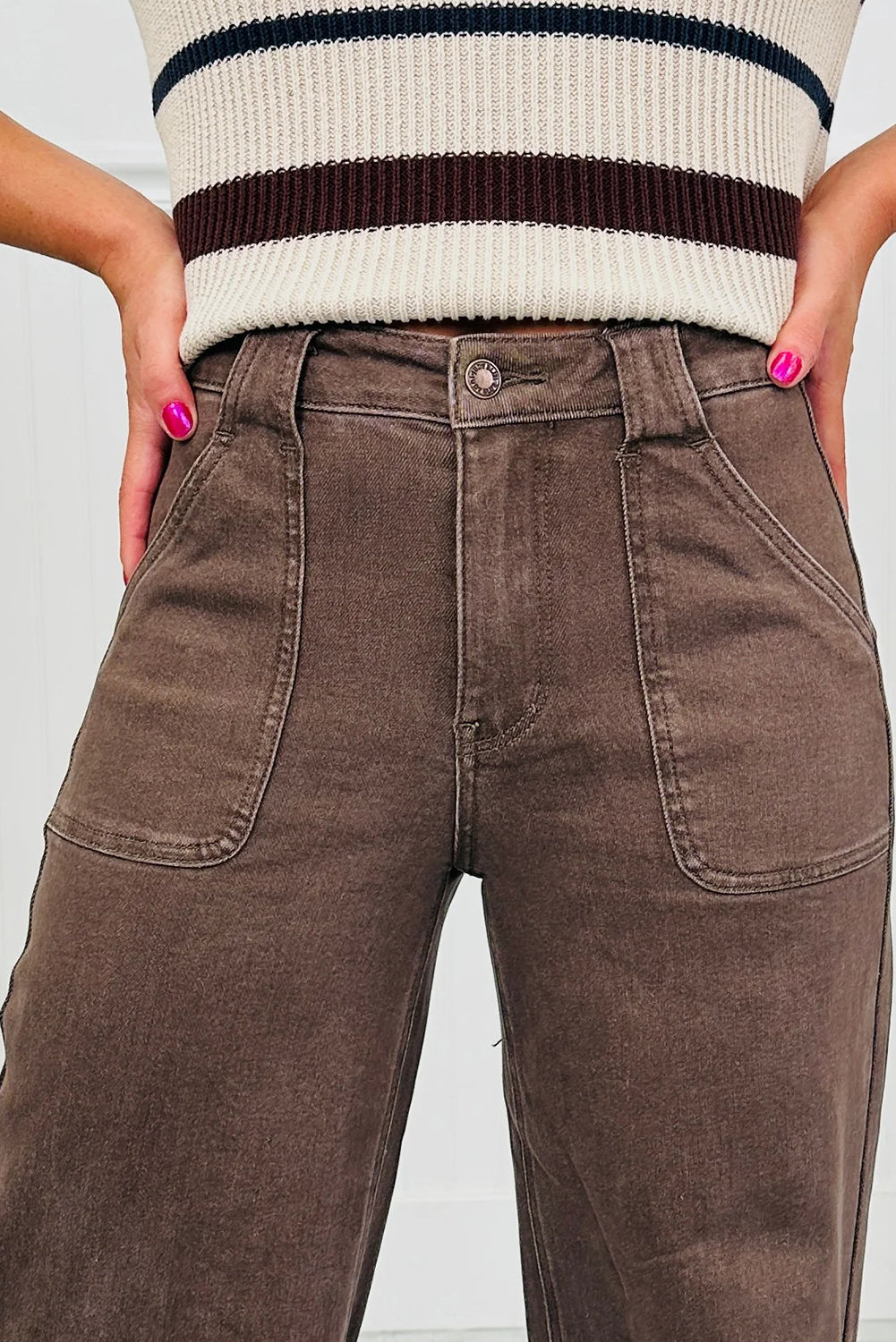 Brown Washed Loose Jeans