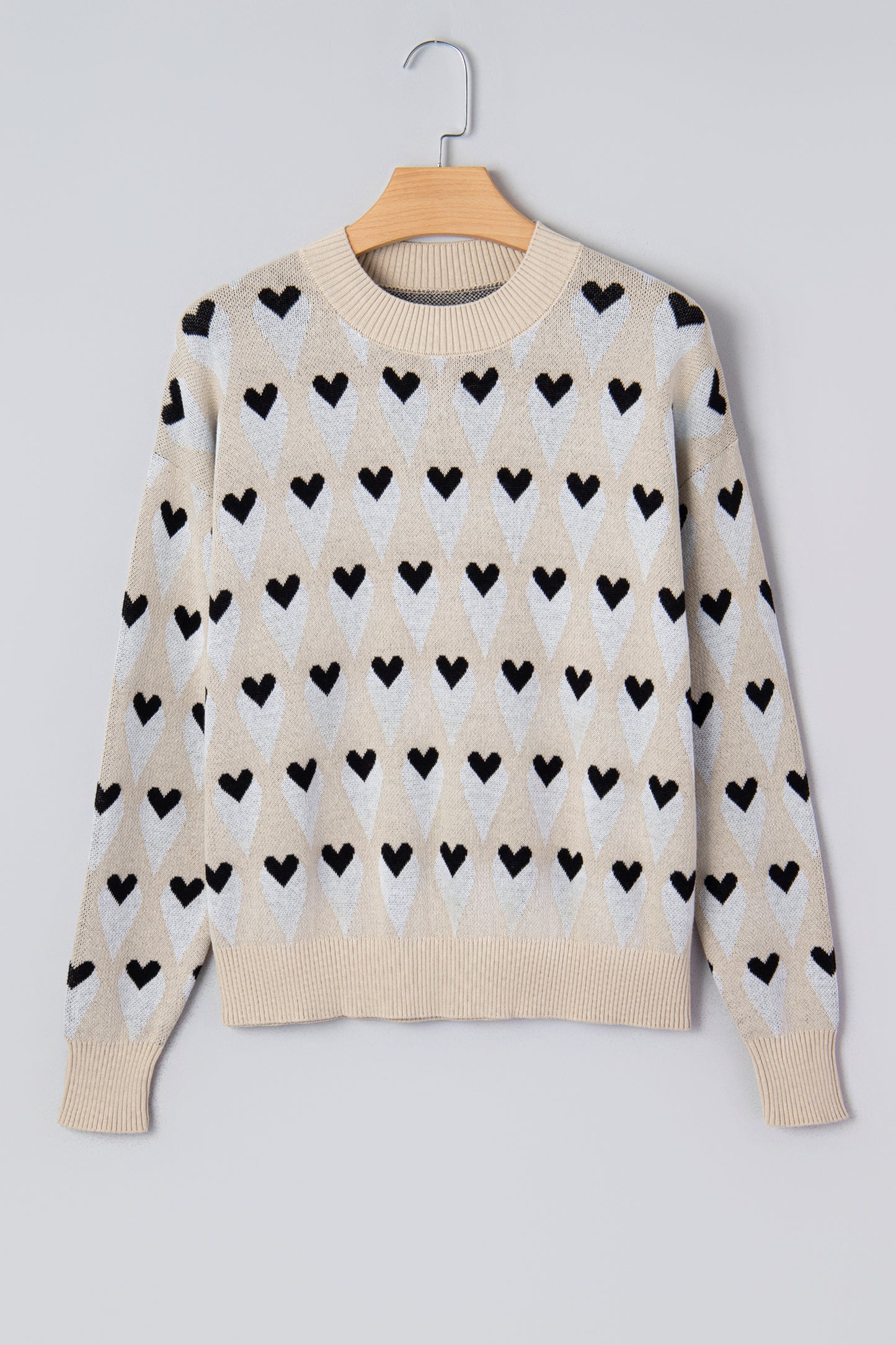 Geometric Heart Print Loose Sweater