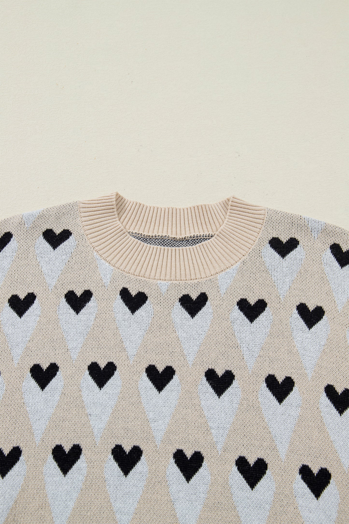 Geometric Heart Print Loose Sweater