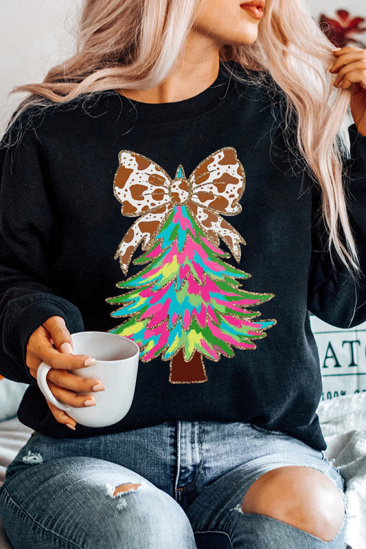 Black Bowknot Christmas Tree Sweatshirt