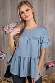 Blue Baby Doll Top "Curvy"