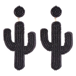 Black Cactus Beaded Earrings