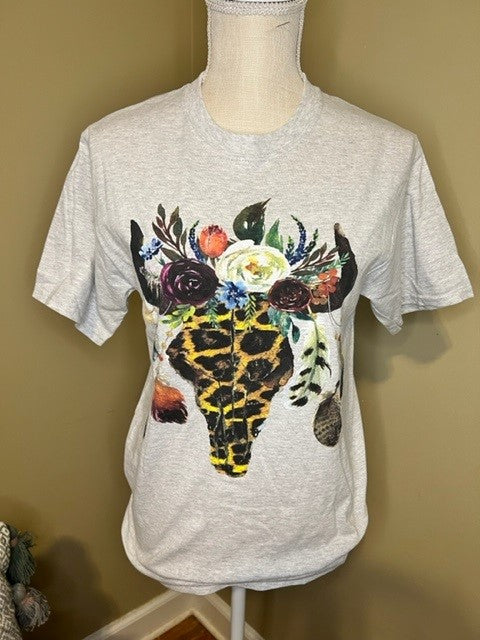 Floral Bull Skull Tee